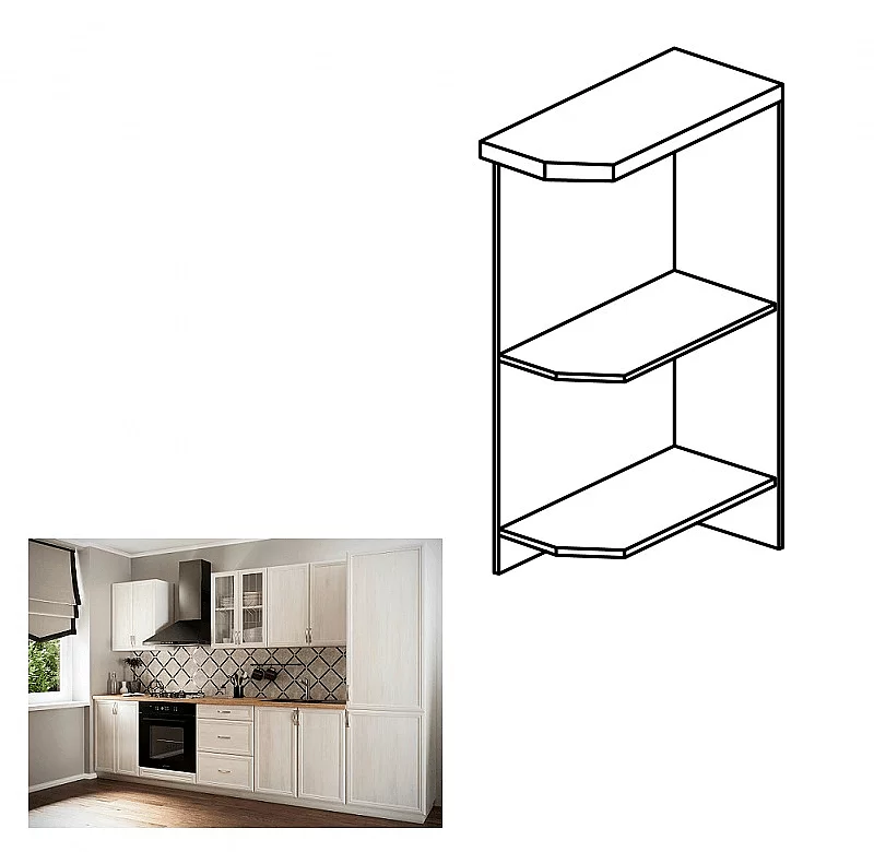 Spodní otevřená skříňka D25PZ, pravá, bíla, SICILIA