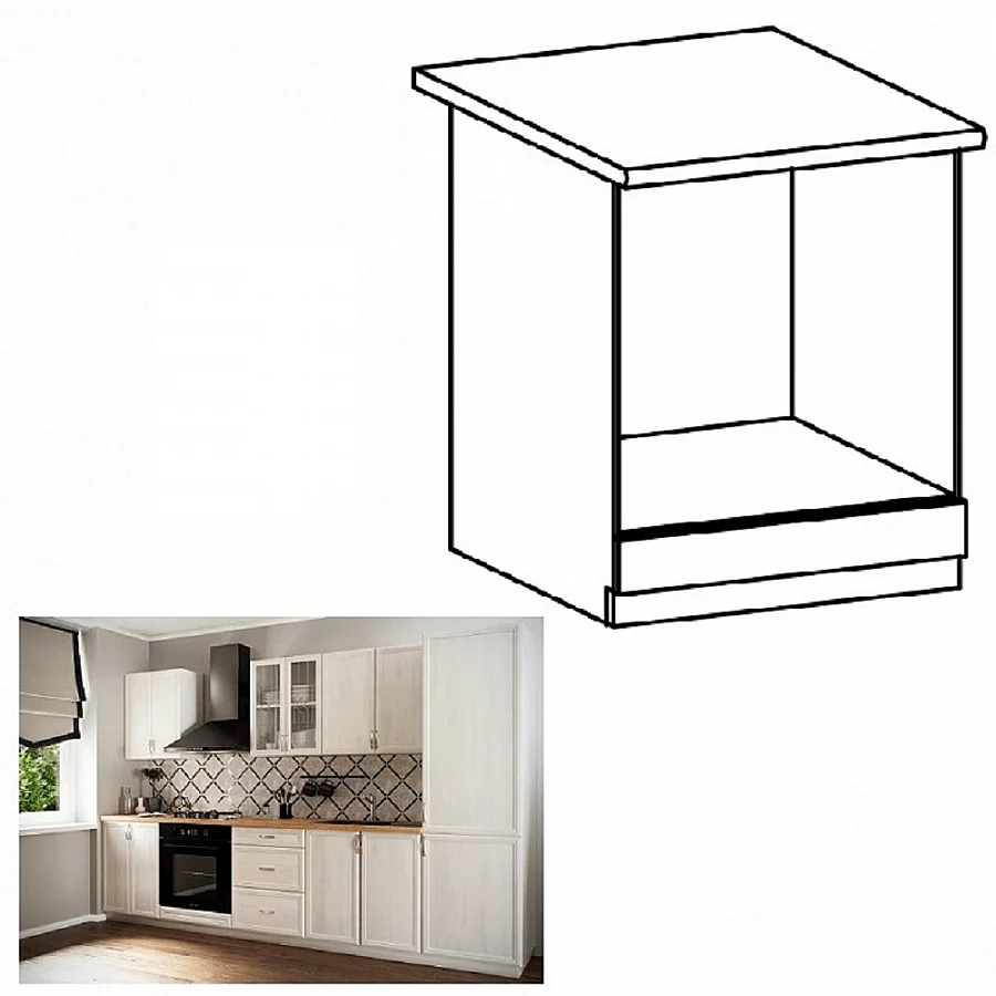 Skříňka na vestavné spotřebiče D60ZK, bíla/sosna Andersen, SICILIA