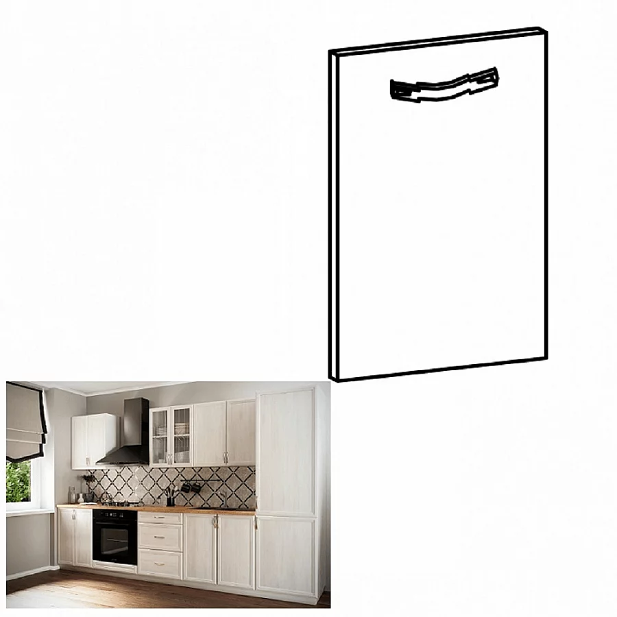 Dvířka na vestavnou myčku nádobí, 59, 6x71, 3, sosna Andersen, SICILIA