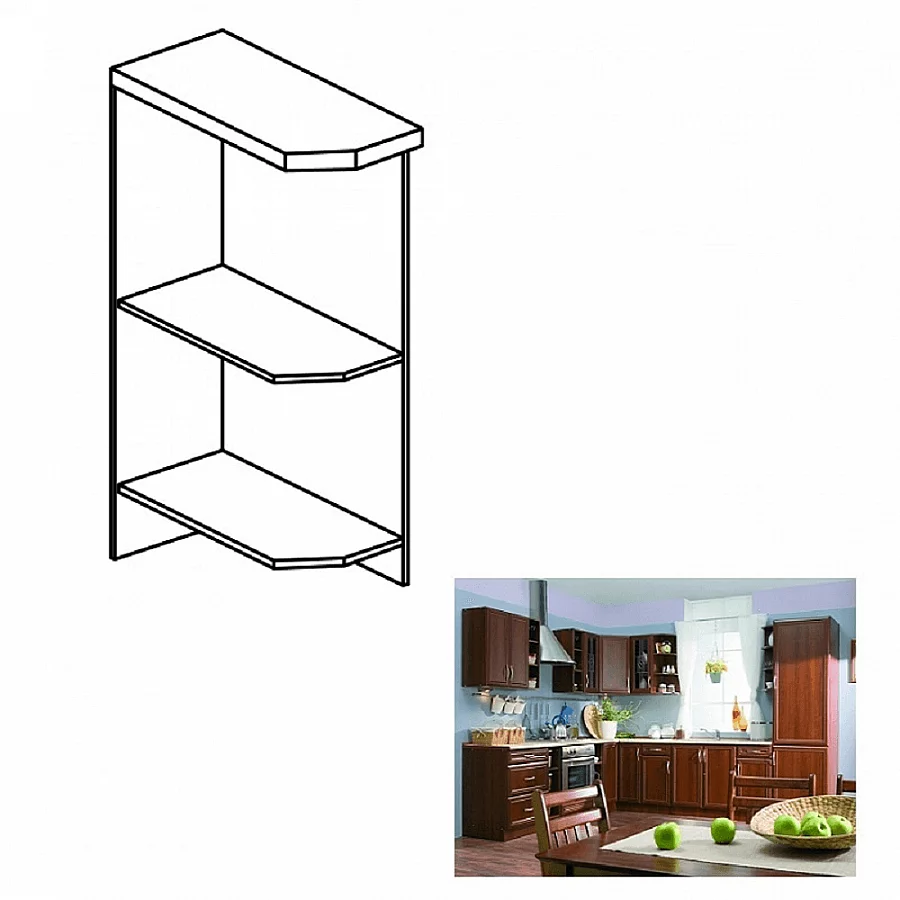 Spodní otevřená skříňka D25PZ, levá, ořech Milano, SICILIA