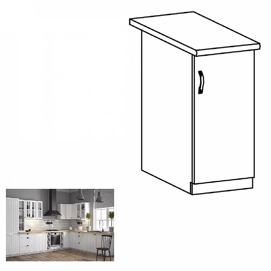 Spodní skříňka D30, pravá, bílá / sosna andersen, PROVANCE