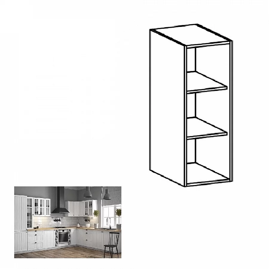 Horní skříňka se dvěma policemi W200, bílá, PROVANCE