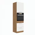 Vysoká skříňka na vestavnou troubu, dub lancelot / bílá extra vysoký lesk HG, VEGA 60 DPS-210 3S 1F