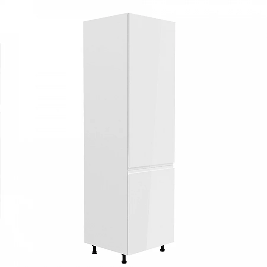 Skříňka na lednici, bílá / bílá extra vysoký lesk, pravá, AURORA D60ZL