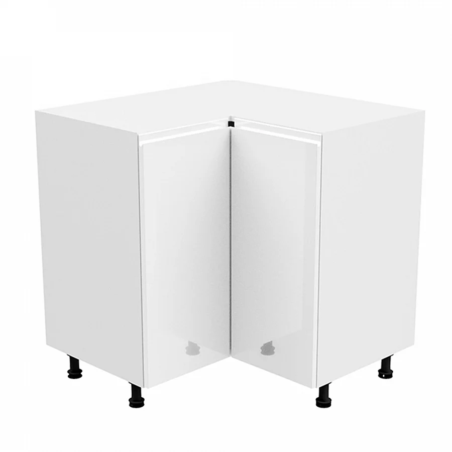 Spodní rohová skříňka, bílá / bílá extra vysoký lesk, AURORA D90N