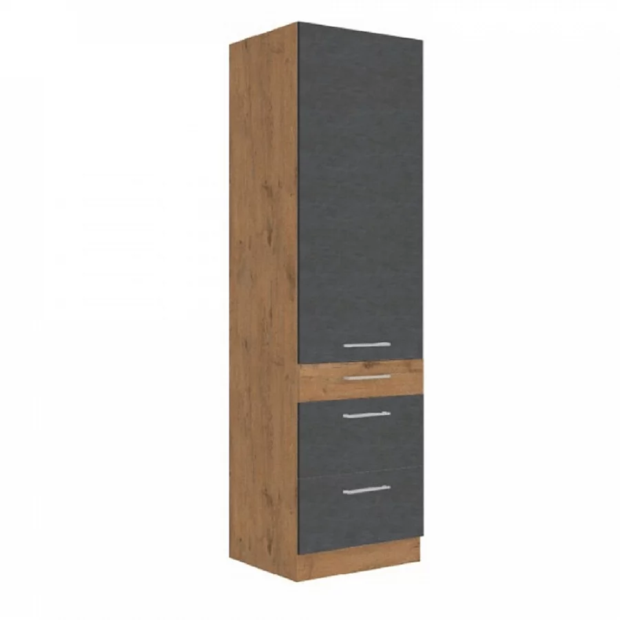 Vysoká skříňka, dub lancelot / šedá matná, VEGA 60 DKS-210 3S 1F