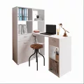 PC stůl s regálem, bílá, MINESON