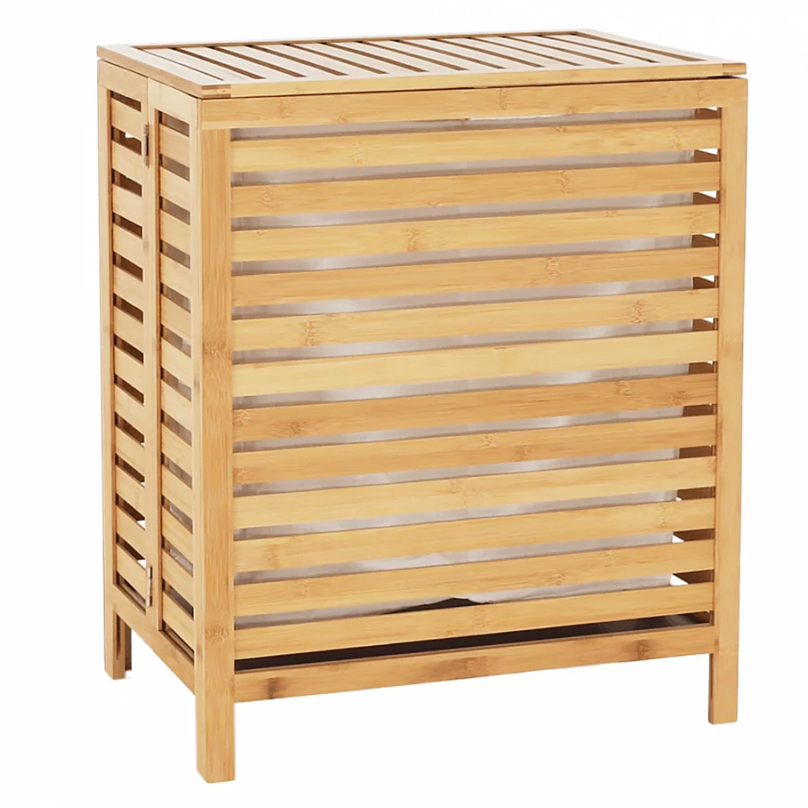 Kôš na bielizeň, prírodný bambus / biela, MENORK