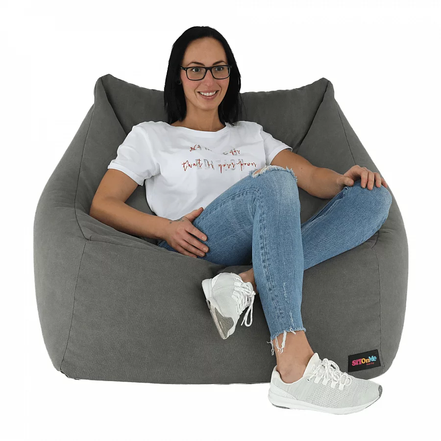 Sedací vak, šedá látka, URASON