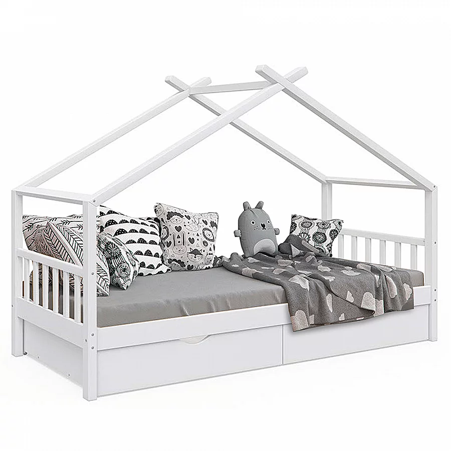 Postel s 2 kontejnery, bílá, ELISIA