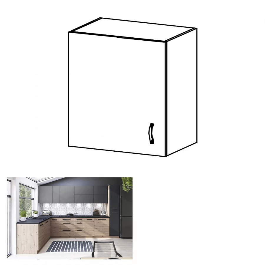 Horní skříňka, dub artisan, levá, LANGEN G60G