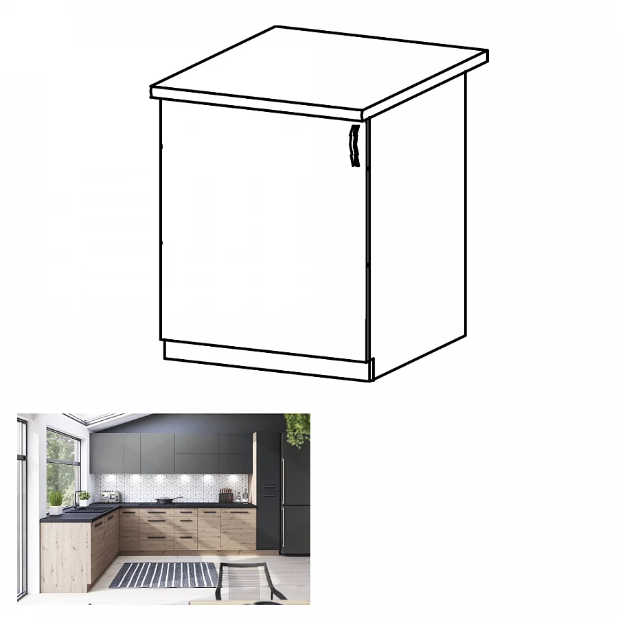 Spodní skříňka, dub artisan, levá, LANGEN D60