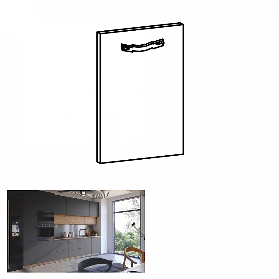 Dvířka na myčku, šedý mat, 59, 6x71, 3, LANGEN