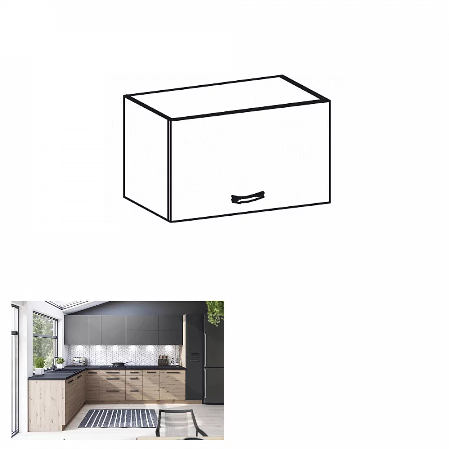 Horní skříňka, dub artisan/šedý mat, LANGEN N60