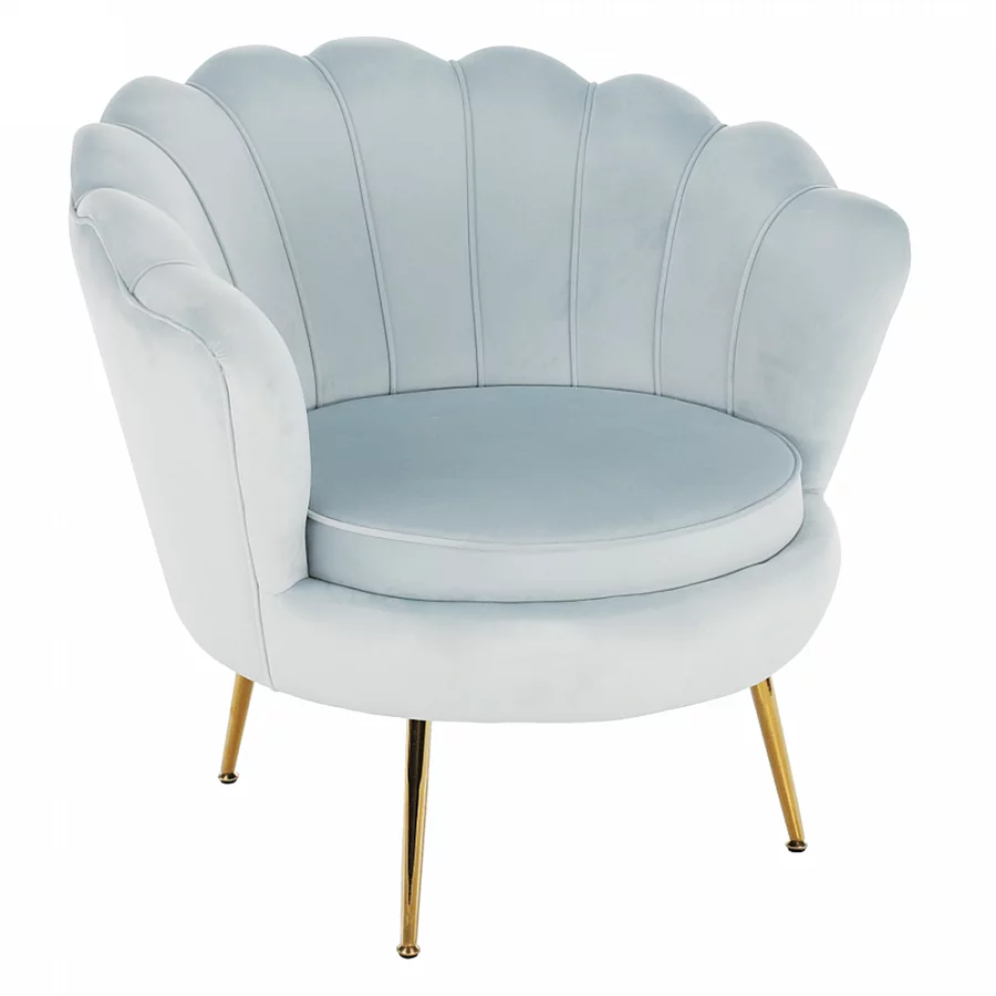 Křeslo ve stylu Art-deco, šedomodrá Velvet látka/gold chrom-zlatý, NOBLIN