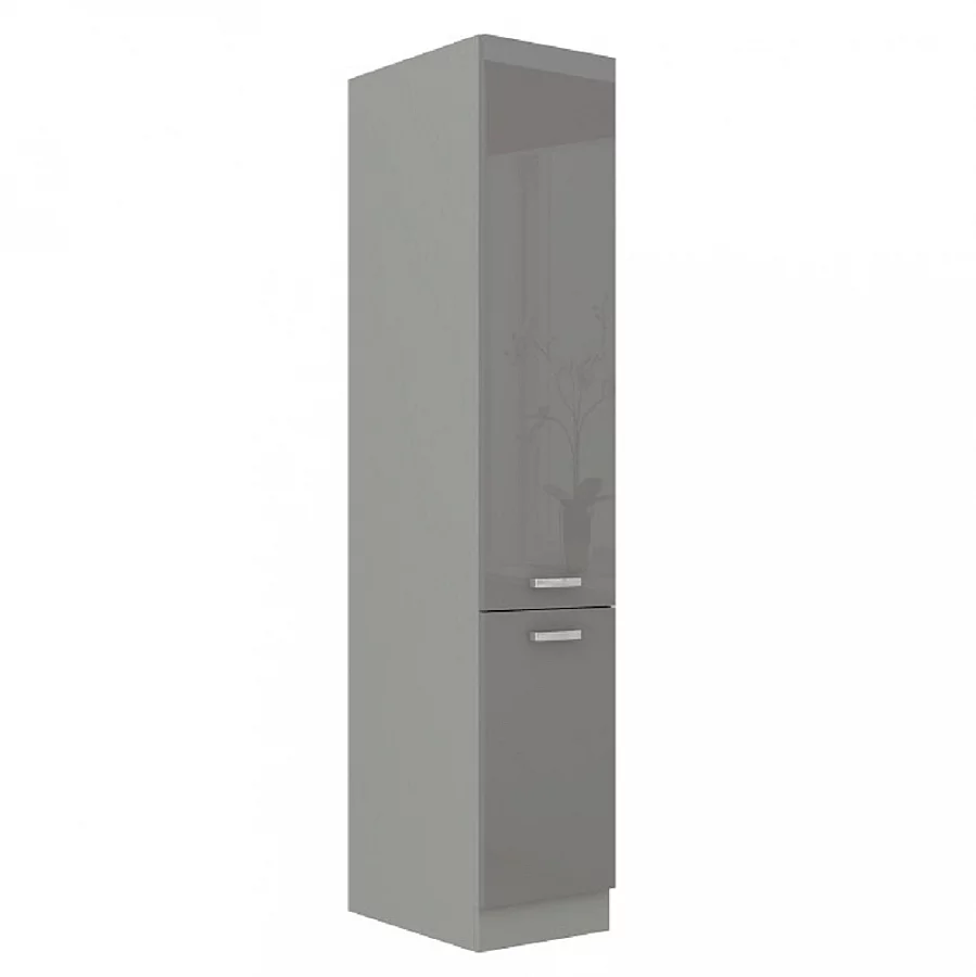 Vysoká dvoudveřová skříňka, šedá vysoký lesk / šedá, PRADO 40 DK-210