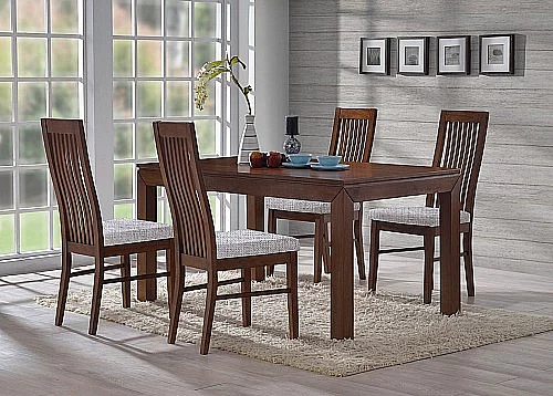 Jídelní stůl MORIS + LAURA židle 1+4 ořech / látka BZ4