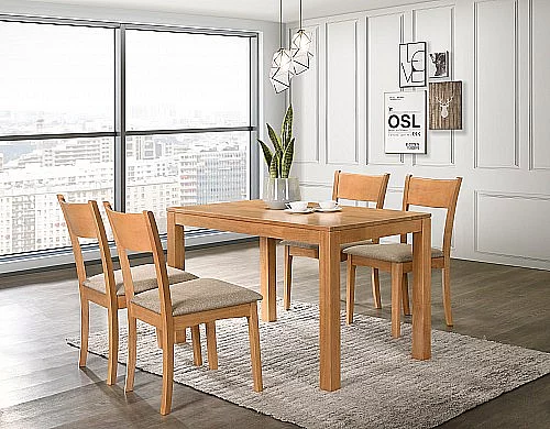 Jídelní stůl VAŠEK + židle VILMA 1+4 olše/ látka Sand