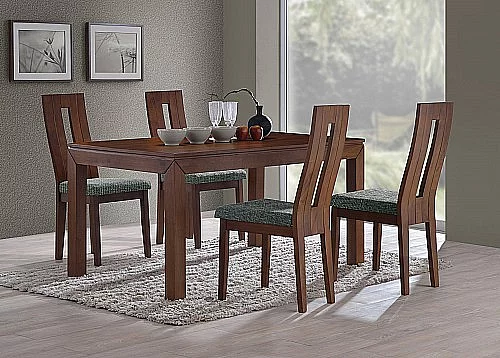 Jídelní set MORIS stůl+NELA židle 1+4 ořech / látka SH21