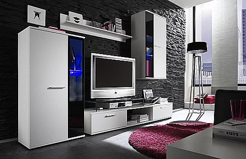 Obývací stěna SAMARA bílá / černá