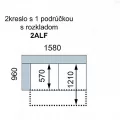 AVA TEMPO: 2ALF - rozkládací dvojsed s područkou LEVÝ