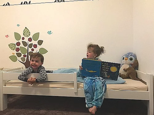 Postel EMINKA dětská 180 cm vč. roštu a matrace bílá