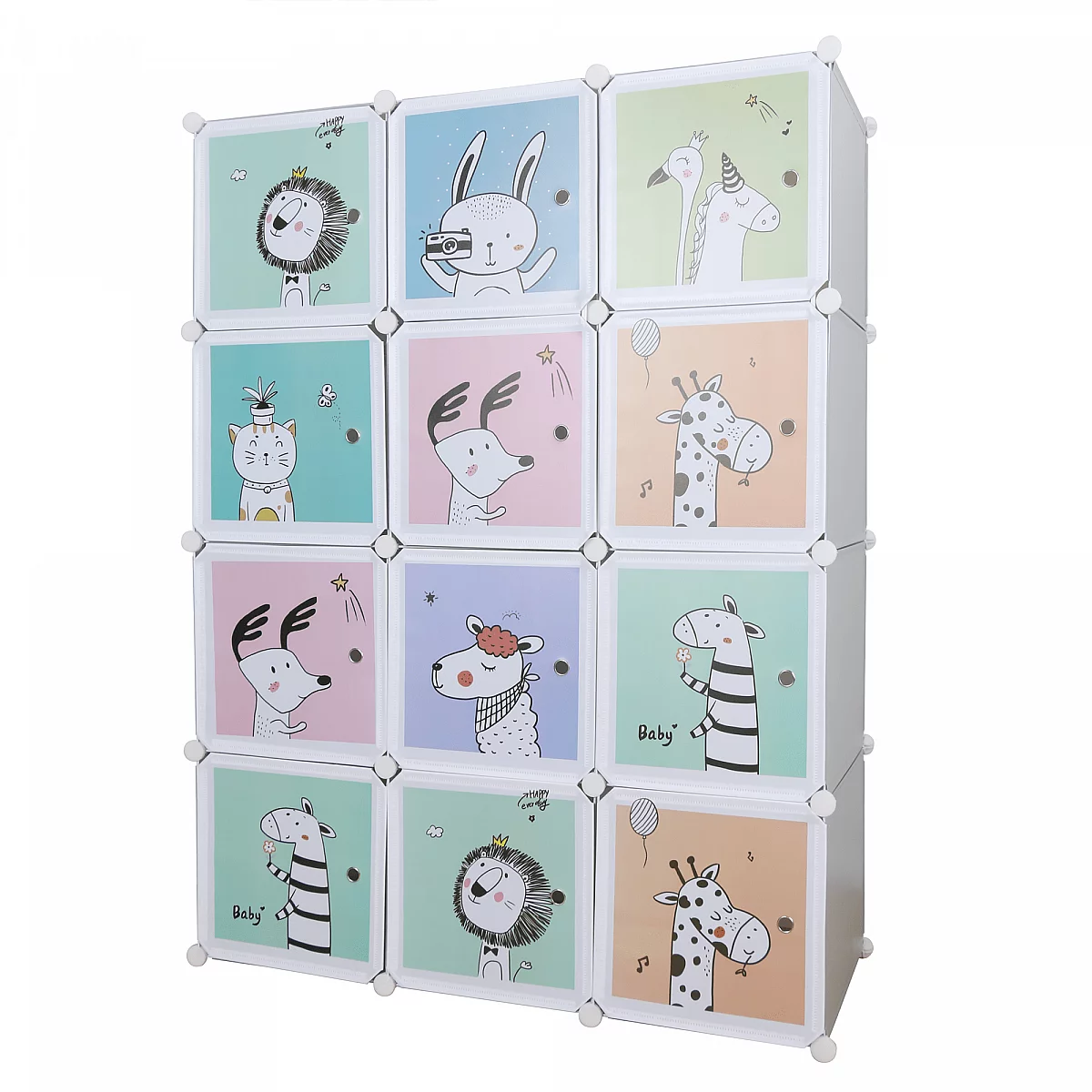 Dětská modulární skříň, šedá / dětský vzor, Hakon