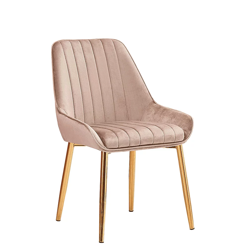 Jídelní židle, šedohnědá Taupe / gold chrom-zlatý, Perlia