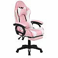 Kancelářské / herní křeslo s RGB LED podsvícením, růžová / bílá, JOVELA