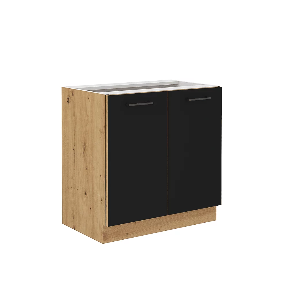 Spodní kuchyňská skříňka, černý mat / dub artisan, Monro 80 D 2F BB
