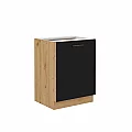 Spodní kuchyňská skříňka, černý mat / dub artisan, Monro 60 D 1F BB