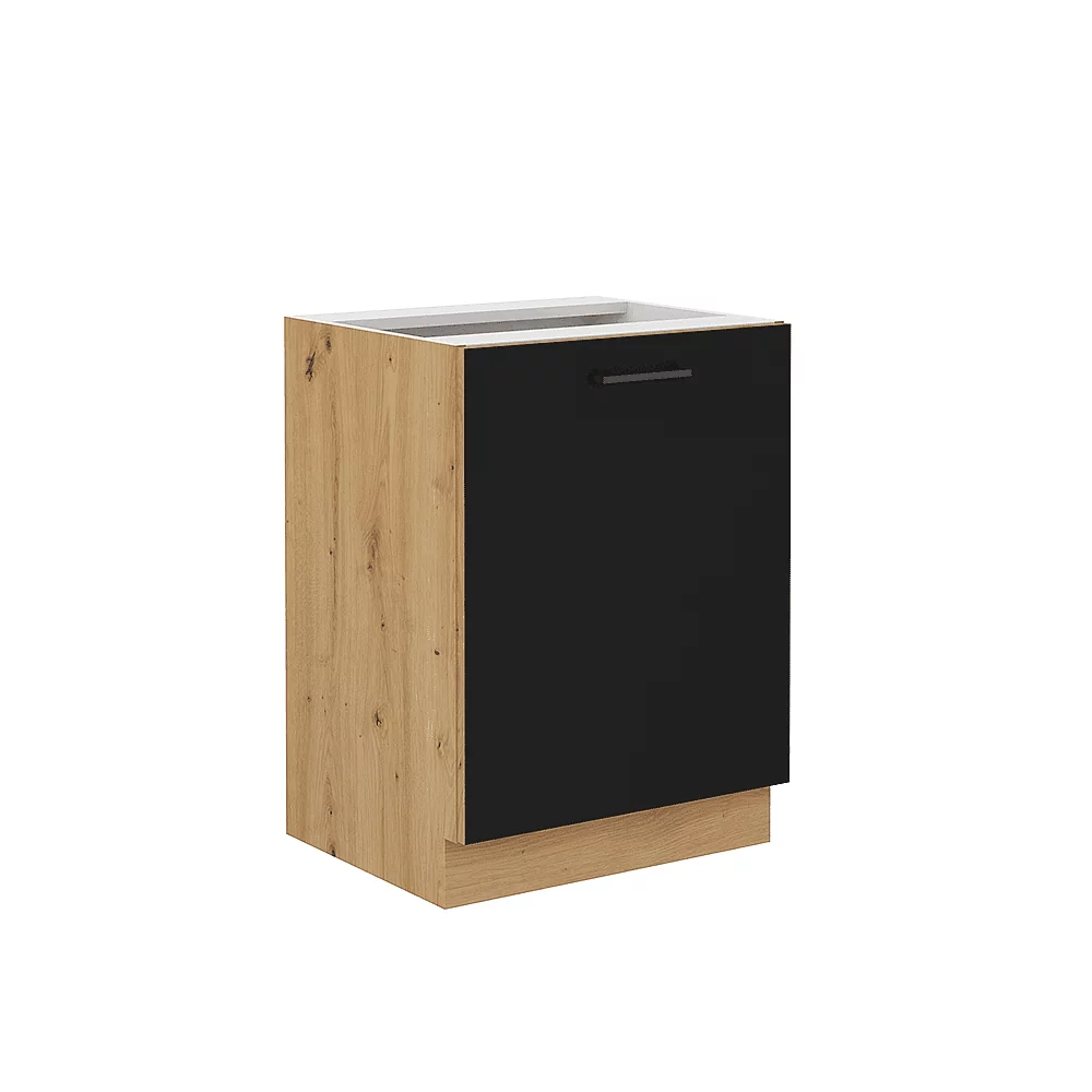 Spodní kuchyňská skříňka, černý mat / dub artisan, Monro 60 D 1F BB