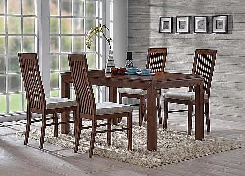 Jídelní stůl BRUNO + židle LAURA 1+4 ořech