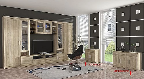 Obývací stěna PARIS dub sonoma - celé