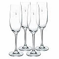 TEMPO-KONDELA SNOWFLAKE CHAMPAGNE, sklenice na šampaňské, set 4 ks, s krystaly, 230 ml
