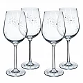 TEMPO-KONDELA SNOWFLAKE VINO, sklenice na víno, set 4 ks, s krystaly, 450 ml