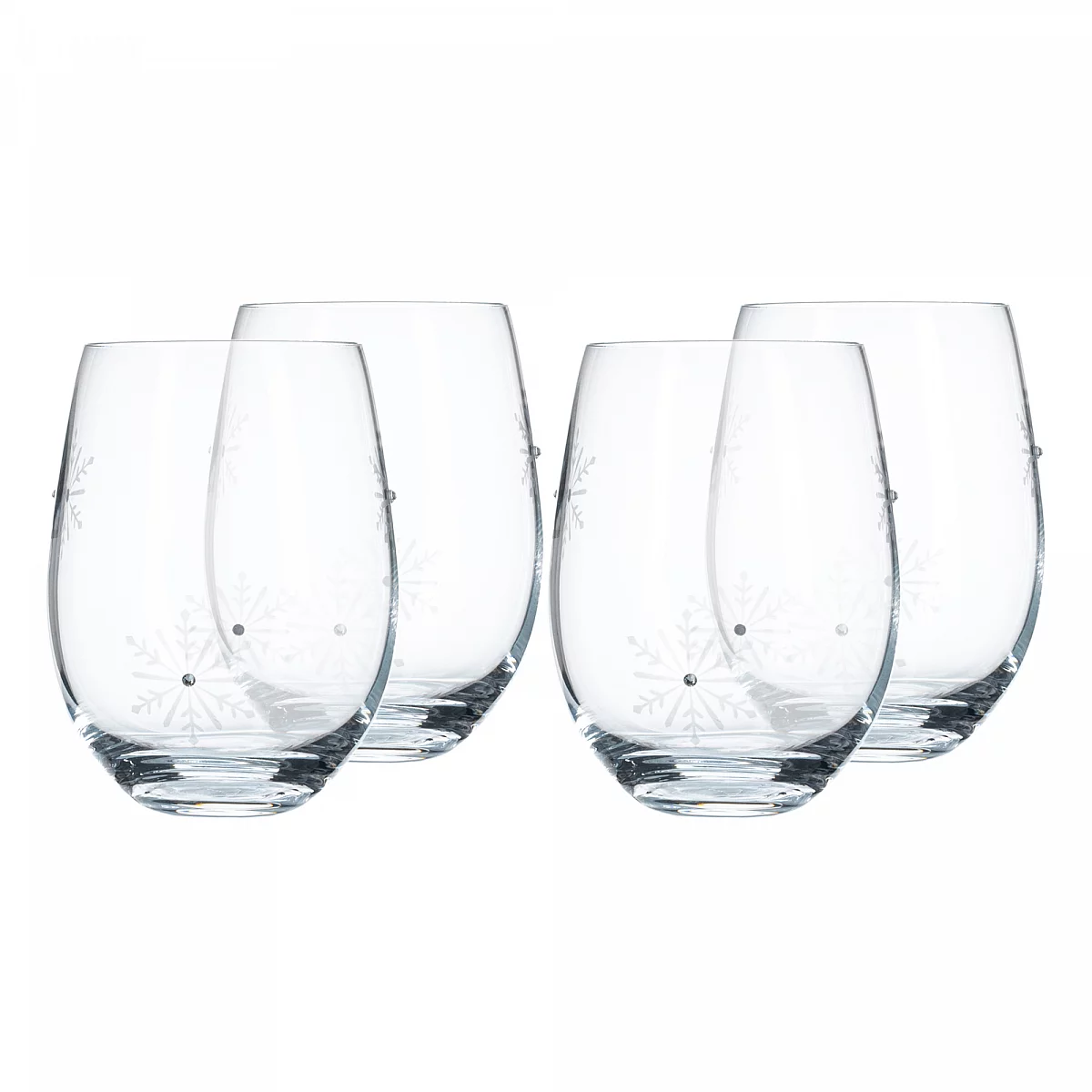 TEMPO-KONDELA  SNOWFLAKE STRIK, sklenice, set 4 ks, s krystaly, 530 ml