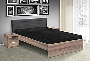 Postel MEADOW LUX 120cm vč. roštu a matrace dub sonoma / šedé čelo