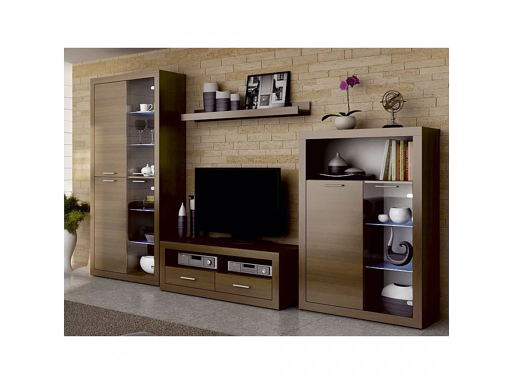 Obývací stěna s LED osvětlením, ořech narmia, TOGO 2NEW