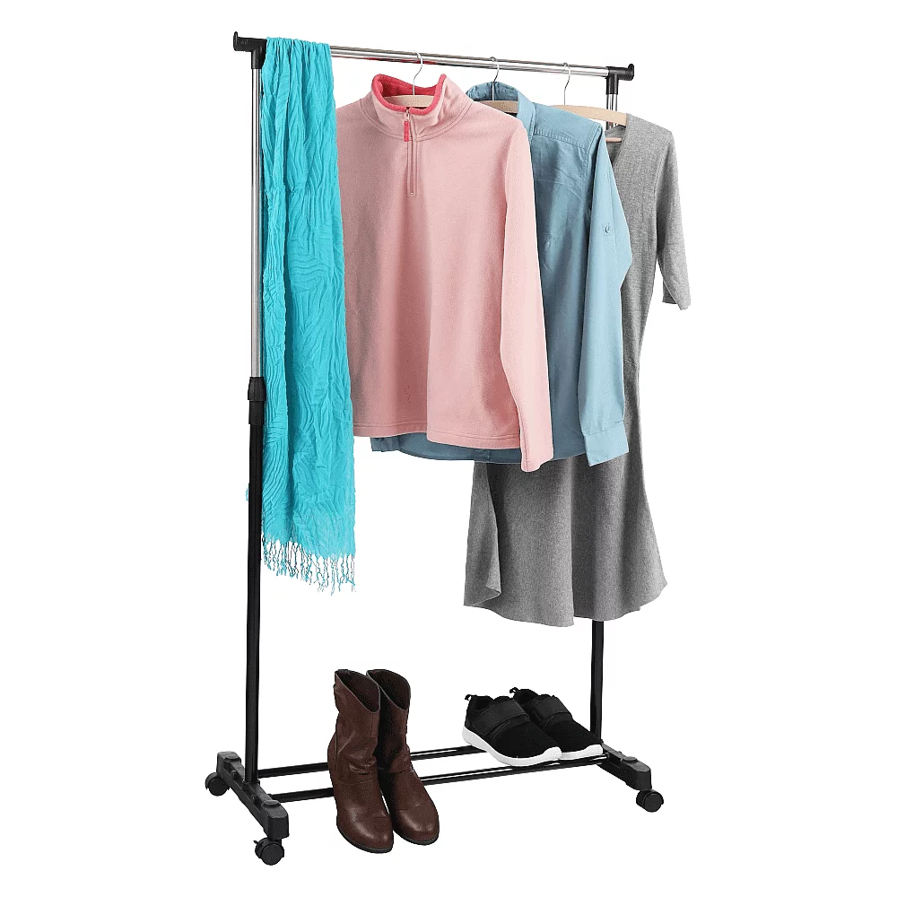 Pojízdný věšák, nerezový kov/černý plast, DOLFO NEW