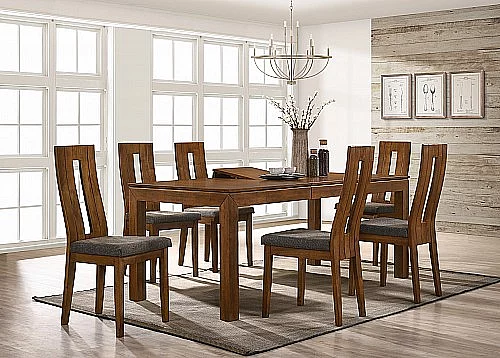 Jídelní set BRUNO stůl + NELA židle 4ks ořech / látka SH21