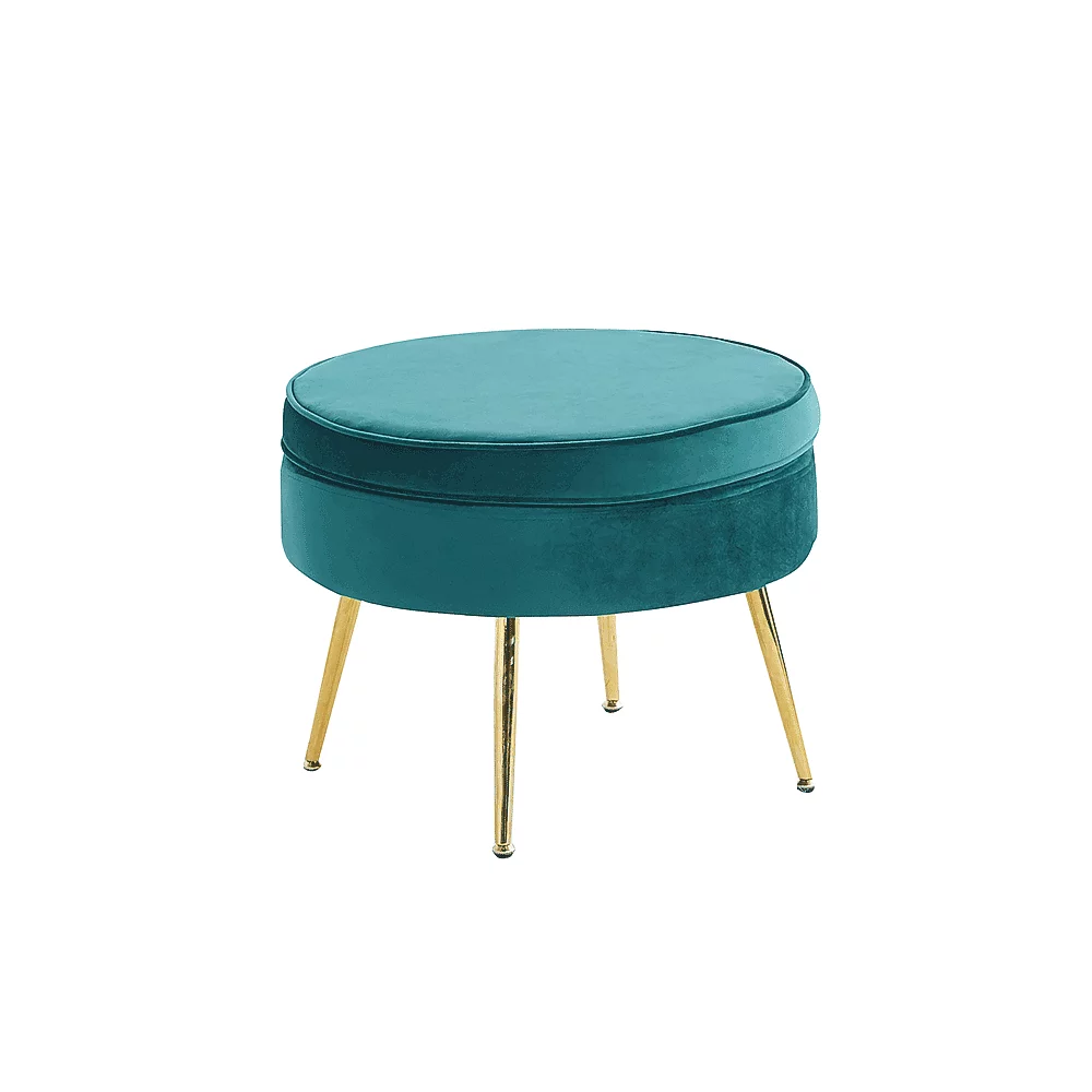 Luxusní taburet, smaragdová Velvet látka / chrom zlatý, Art-deco, NOBLIN TYP 1