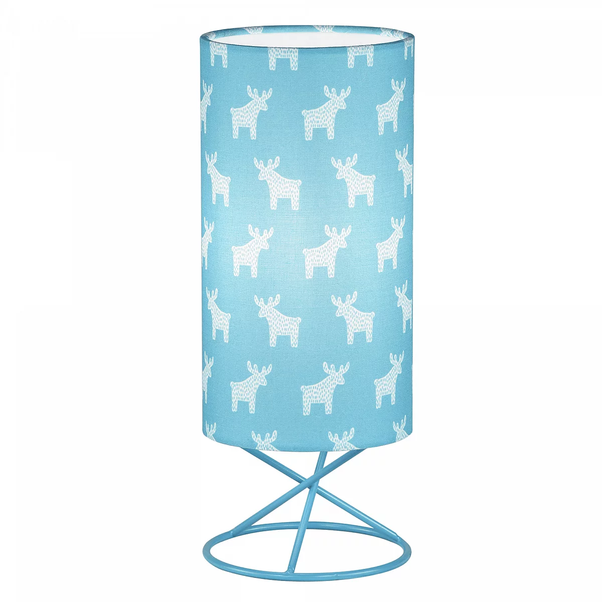 Stolní lampa, kov/modré textilní stínítko, AVAM