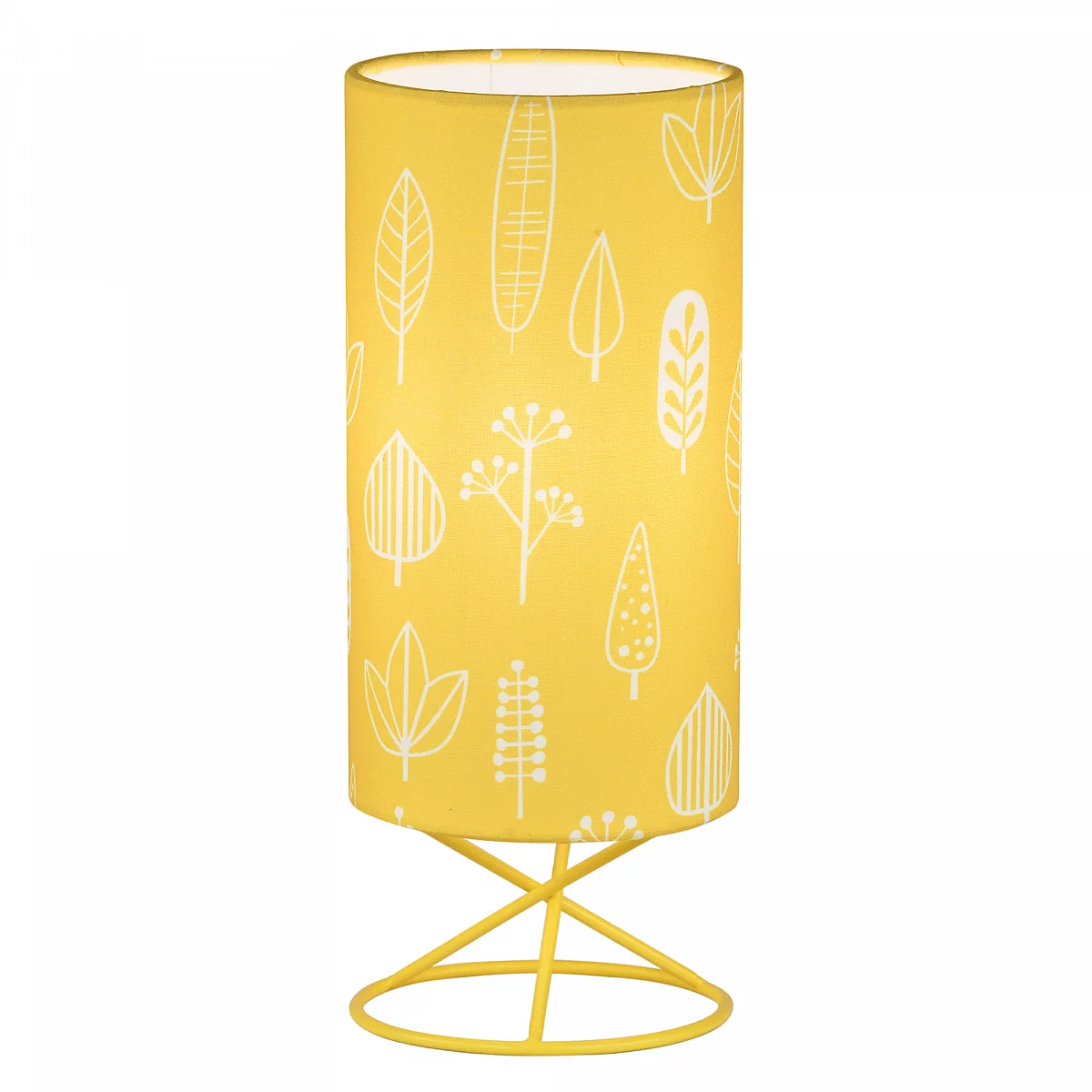 Stolní lampa, kov/žluté textilní stínítko, AVAM