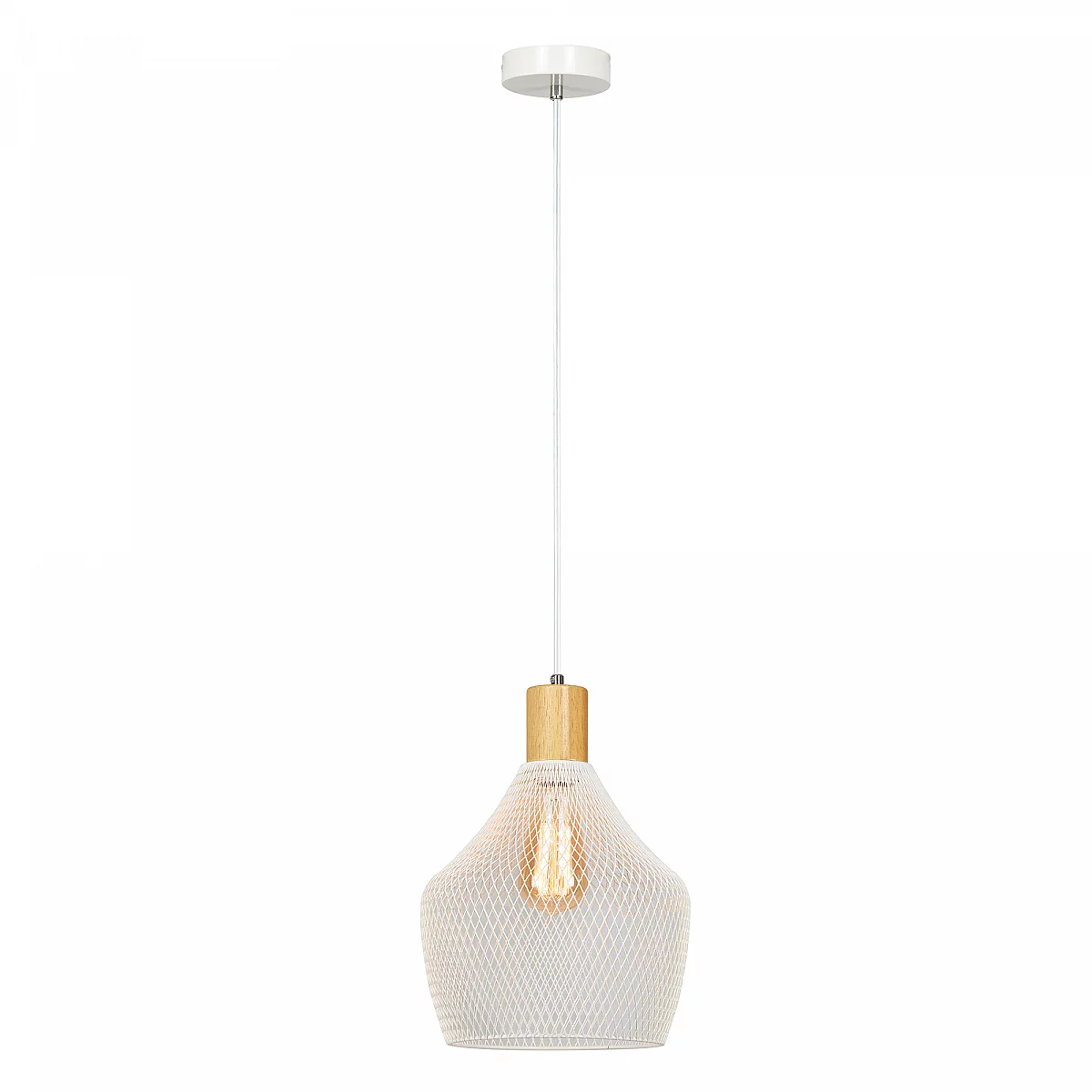 Visící lampa, bílá/přírodní, KOLEN