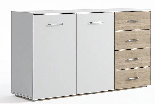 Komoda VANA II 2D4S  bílá / dub sonoma