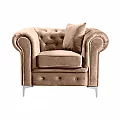 Luxusní křeslo, světle hnědá Velvet látka, ROMANO