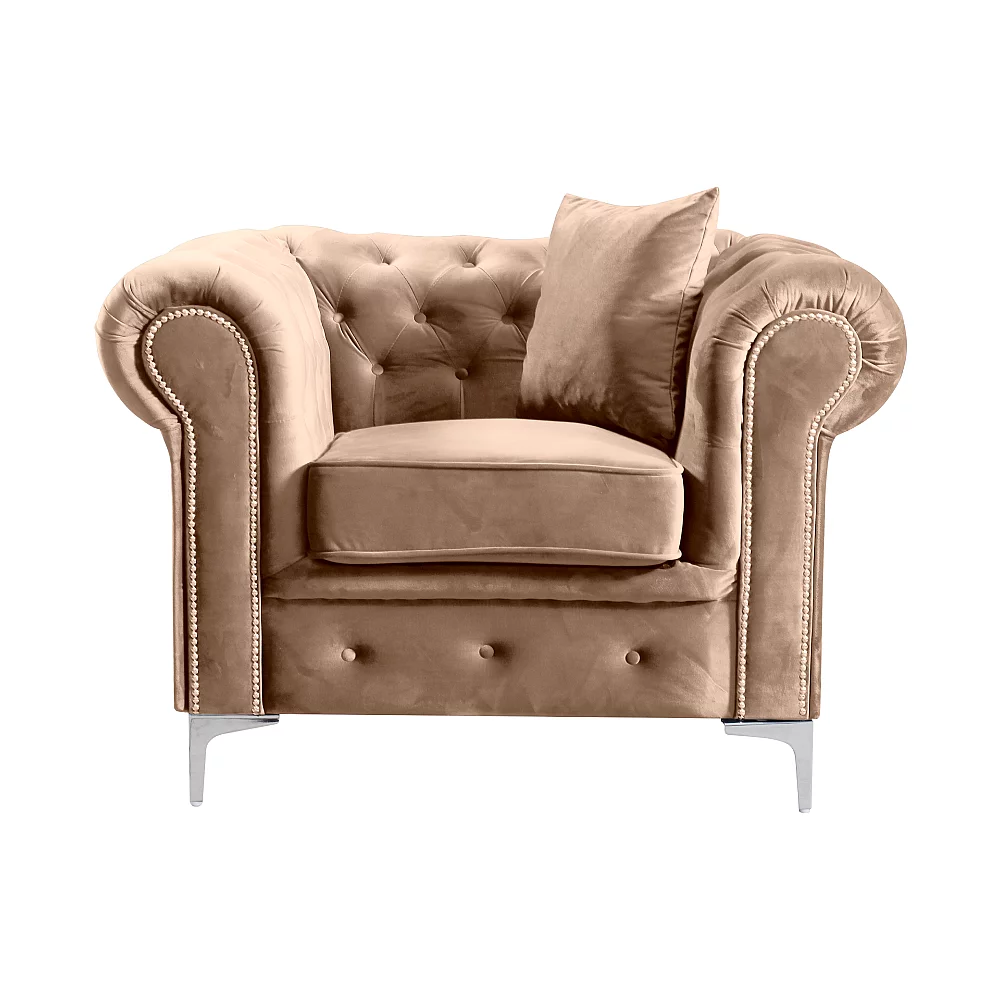 Luxusní křeslo, světle hnědá Velvet látka, ROMANO