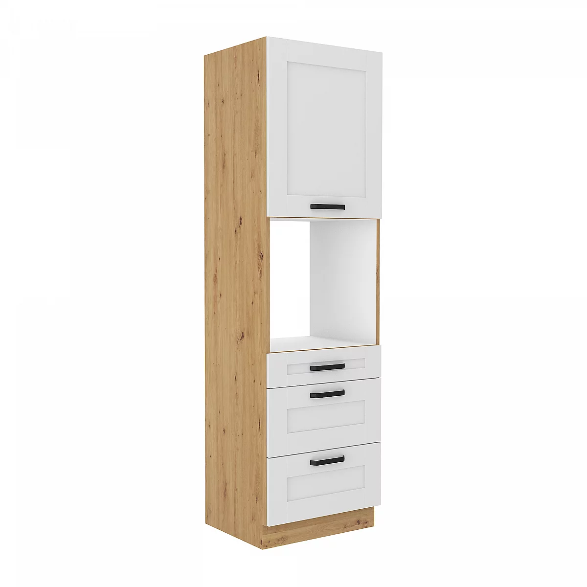Vysoká skříňka na vestavnou troubu, bílá/dub artisan, LULA 60 DPS-210 3S 1F