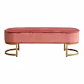 Designová lavice, růžová Velvet látka/gold chrom-zlatý, MIRILA NEW